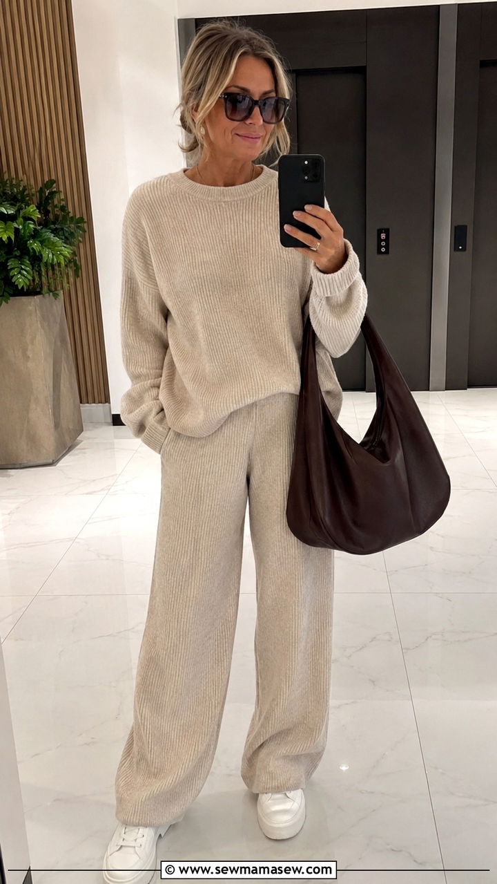 Soft Knit Set With Sneakers - 25 Outfit ideas for women over 40 2026