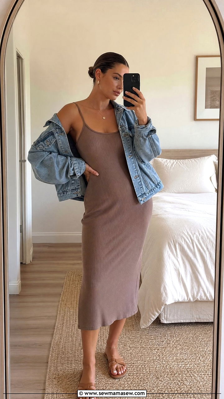 Soft Lounge Ribbed Slip Dress Outfit - 30 Clean girl loungewear outfit ideas