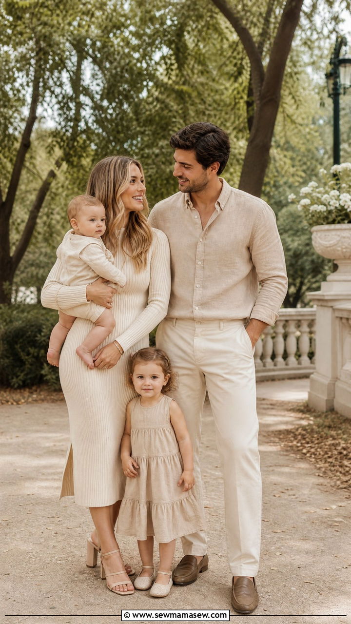 Soft Neutral Cream And Beige Family Outfit - 30 Matching spring family outfits