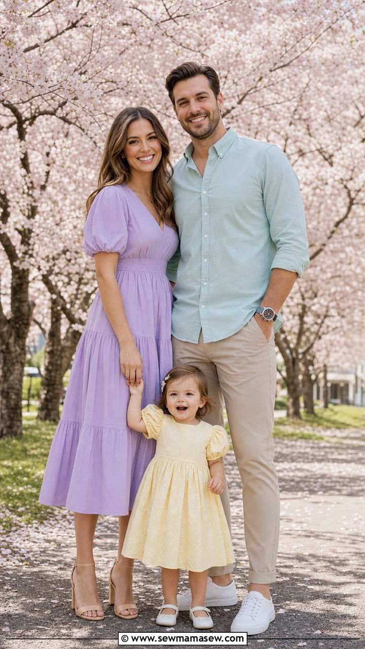 Soft Pastel Spring Family Outfit Coordinated With Toddler - 25 Family photo outfit ideas with toddler