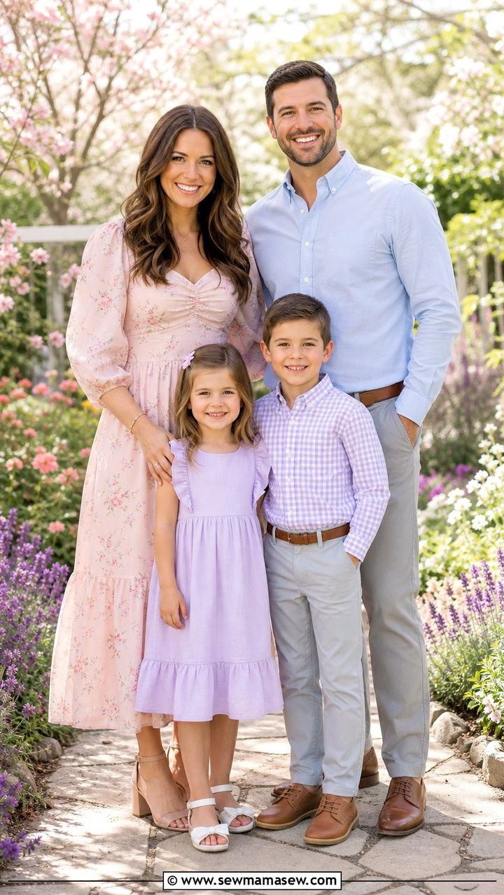 Soft Pastel Spring Family Photo Outfits - 25 cute family photo outfits