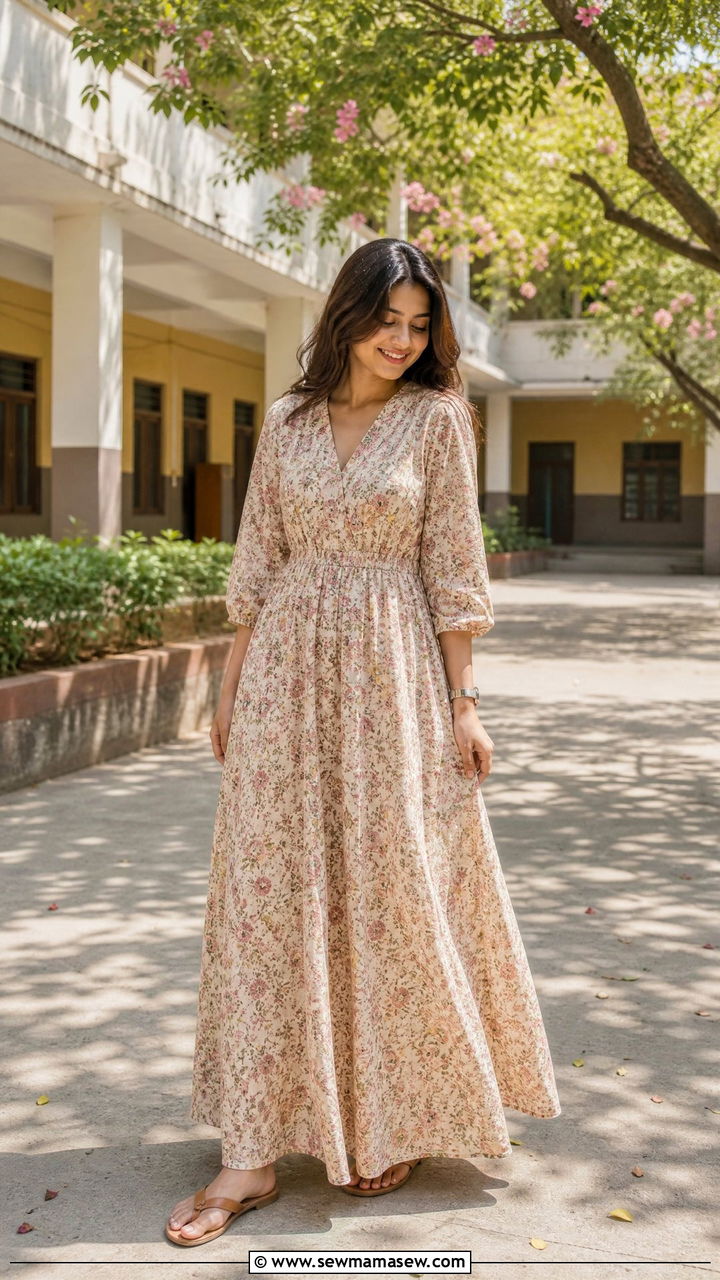 Soft Printed Maxi Dress Outfit - 30 summer outfits for teachers