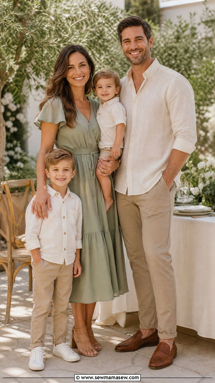 Soft Sage And Cream For Family Brunch Portraits - 30 family photo outfits ideas