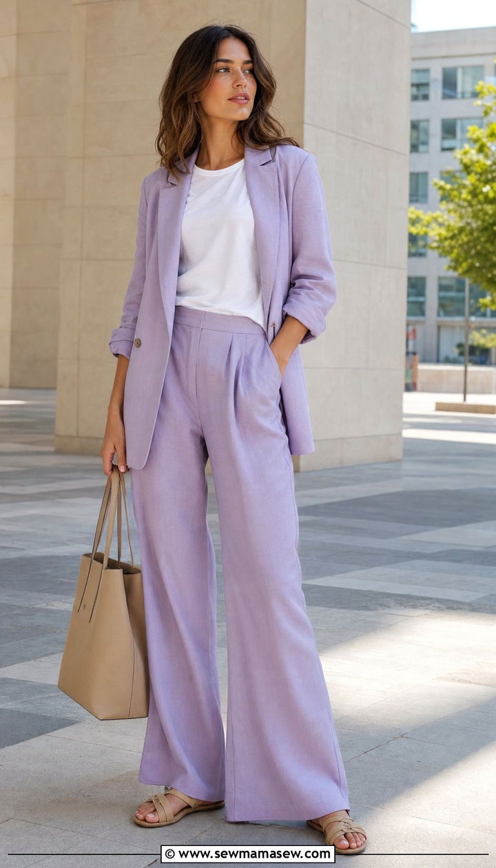 Soft Tailored Blazer With T Shirt And Wide Leg Trousers - 25 spring summer 2026 outfits ideas