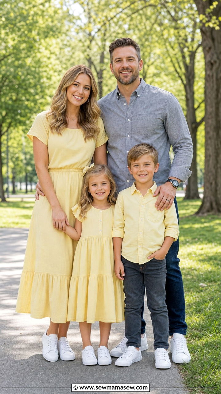 Soft Yellow And Gray Family Photo Outfits Spring 2026 - 25 Family photo outfit ideas spring 2026