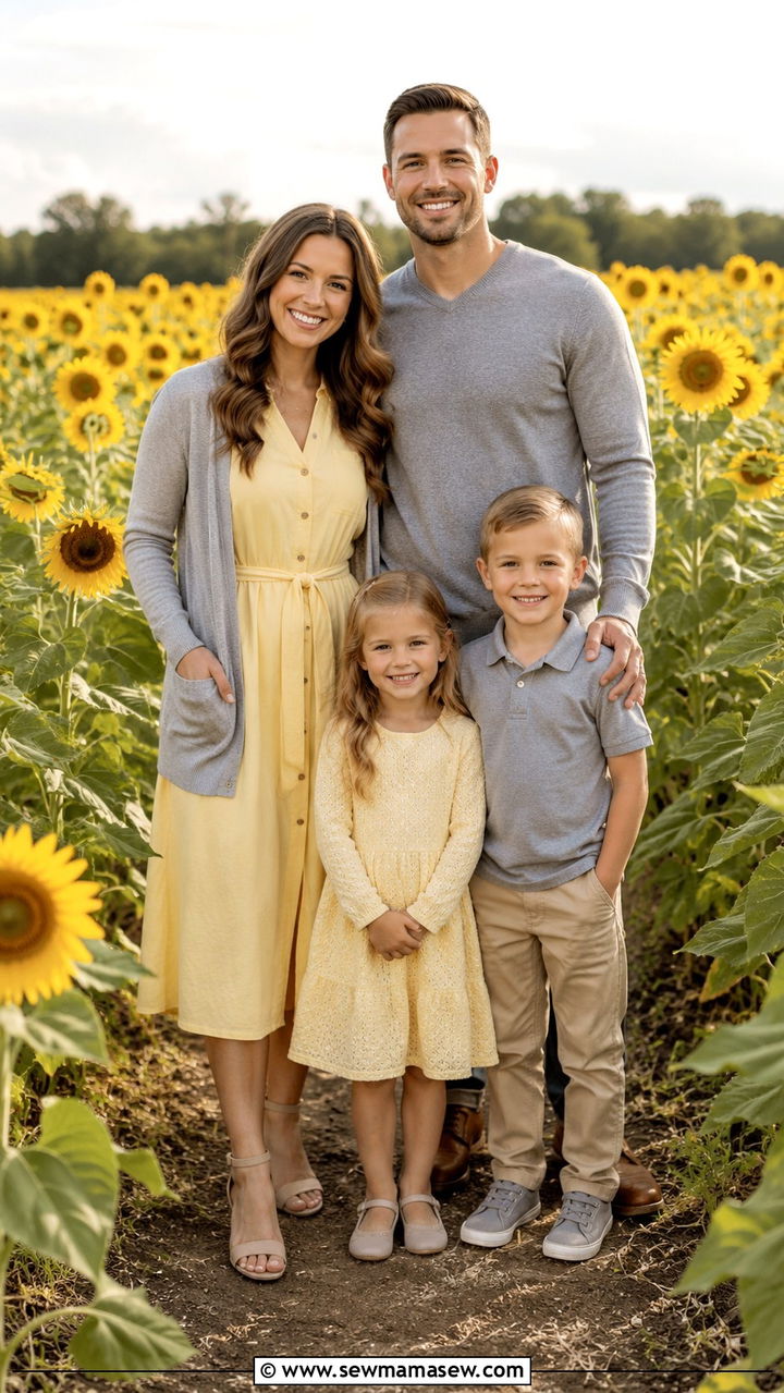 Soft Yellow And Gray Family Portrait Outfits - 30 classy family photo outfits