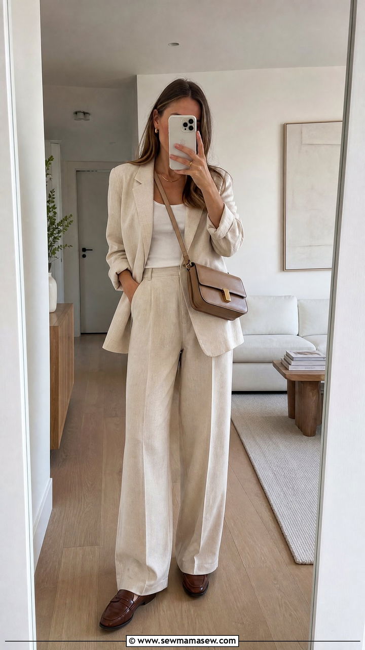 Soft tailored blazer with wide leg trousers - 25 fashion inspo outfits 2026