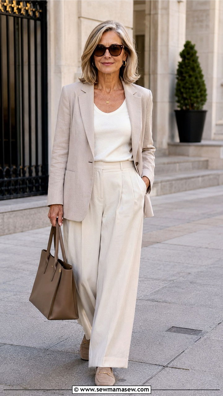 Softly Tailored Blazer And Relaxed Trousers - 20 Mature woman outfit ideas 2026