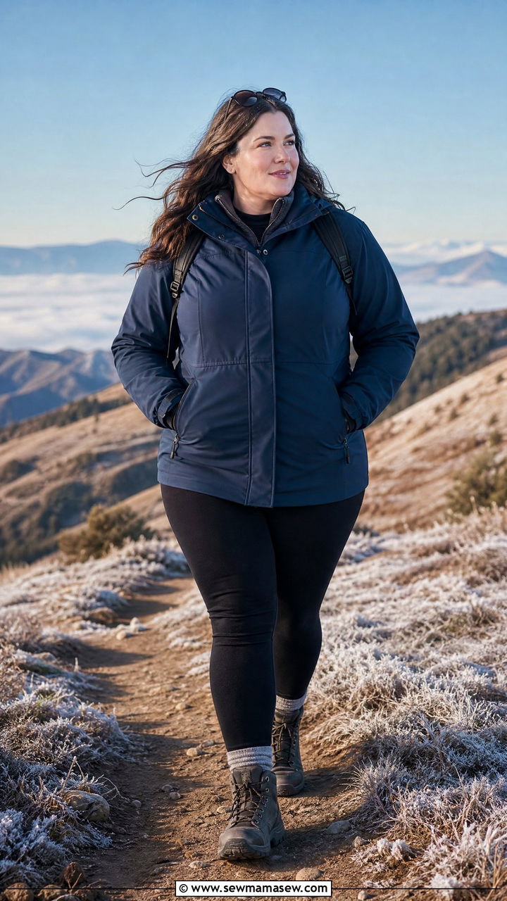 Softshell Jacket with Fleece Lined Leggings - 25 Hiking outfit ideas plus size