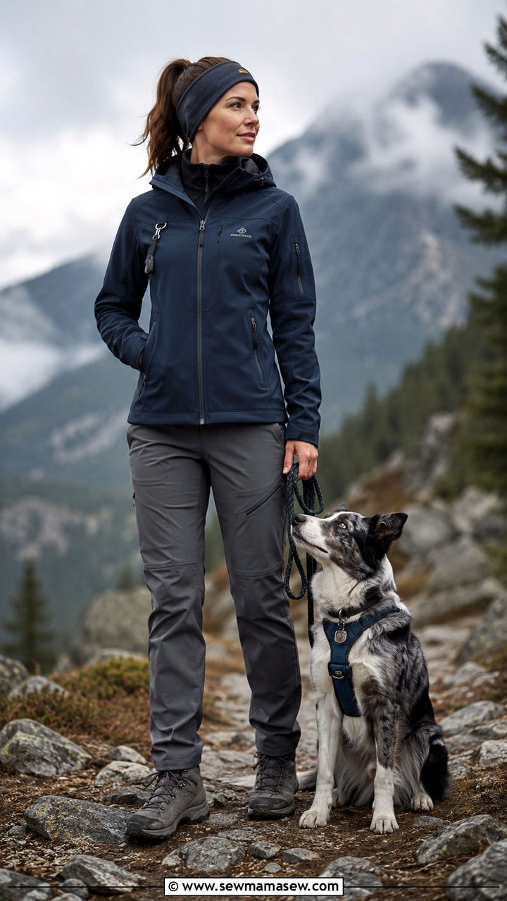 Softshell jacket and hiking pants all weather dog trainer outfit - 30 Dog trainer outfit ideas