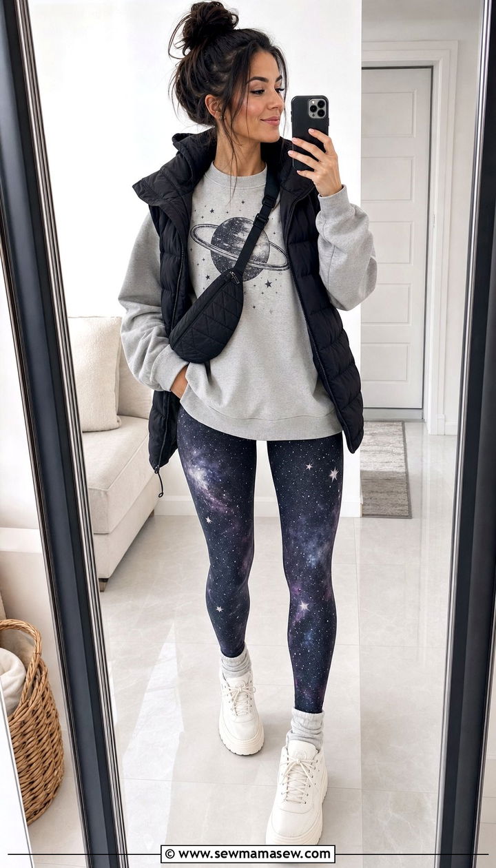 Space Themed Sweatshirt And Leggings Outfit - 25 cute celestial outfits