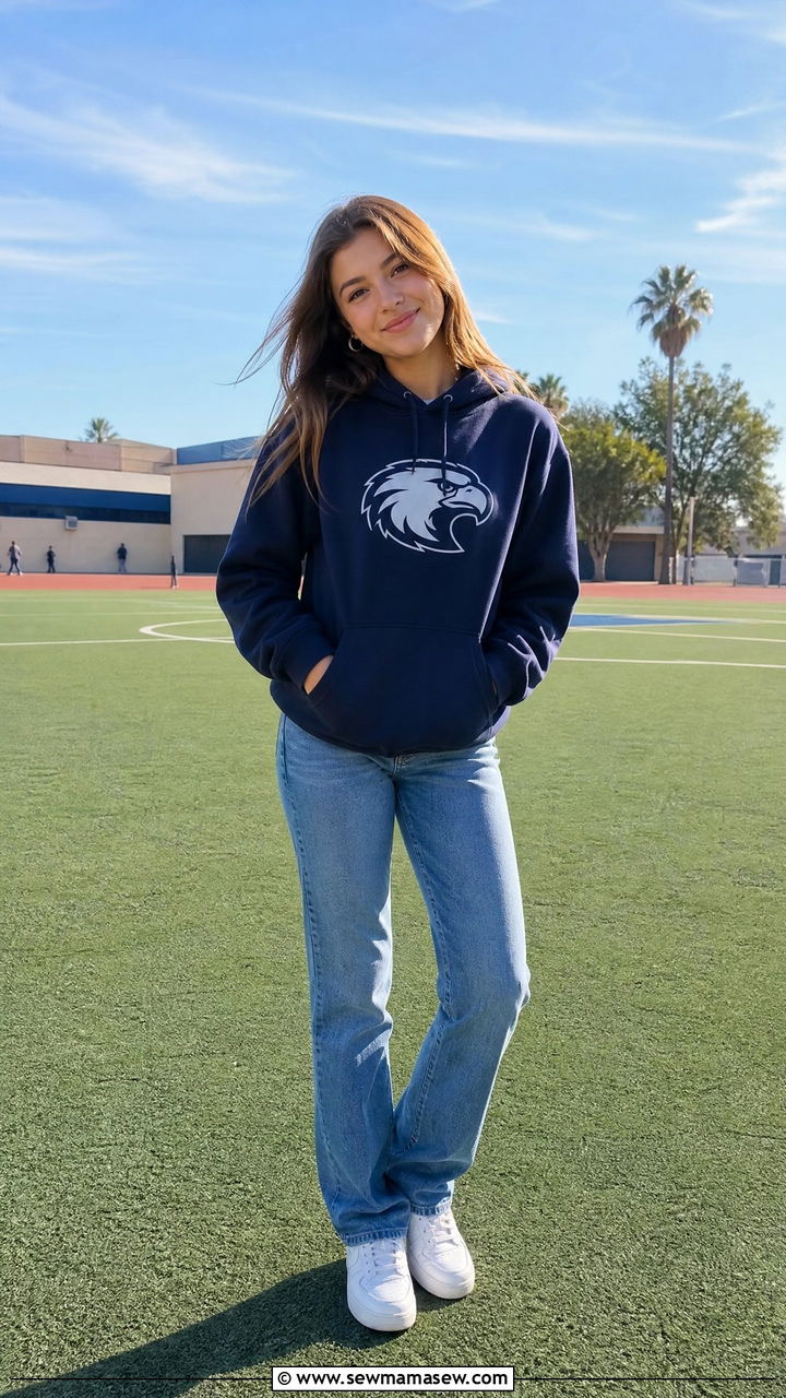 Spirit wear hoodie and jeans dress down day - 25 Catholic school outfit ideas teens