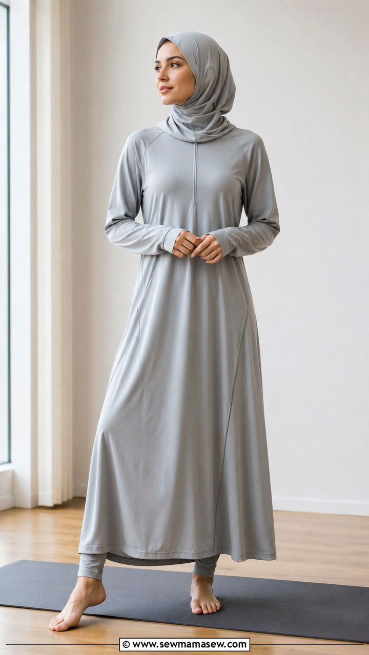 Sports Abaya Modest Yoga Outfit with Performance Hijab - 25 Yoga outfit ideas modest