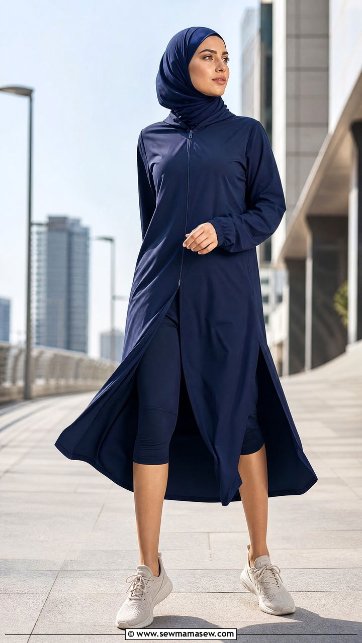 Sporty Abaya With Matching Sports Hijab - 30 Modest workout outfit ideas 2026