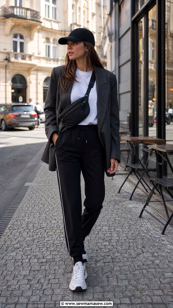 Sporty Chic With Track Pants and Oversized Blazer Outfit - 25 Prague outfit ideas