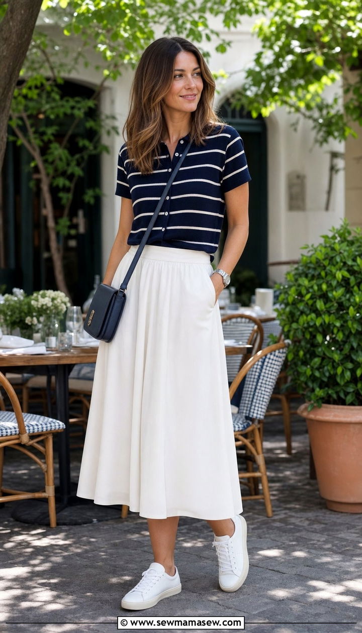 Sporty Polo and Midi Skirt Outfit Spring - 25 spring summer 2026 outfits aesthetic