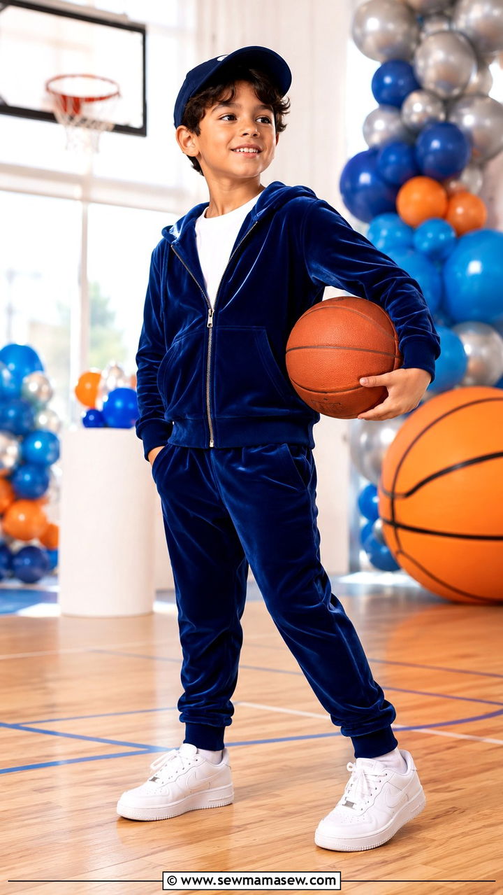 Sporty Velour Tracksuit Birthday Look - 30 Kids birthday outfit ideas