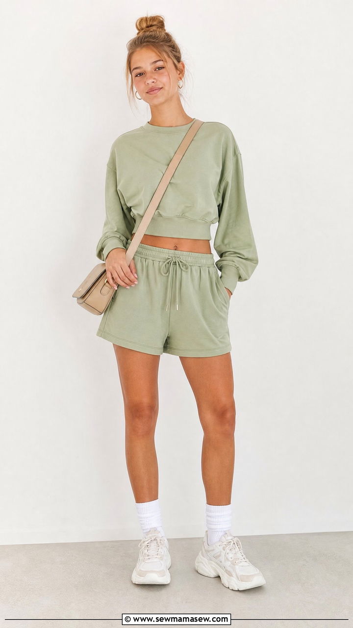 Sporty matching set with dad sneakers outfit - 30 Summer outfit ideas for teens