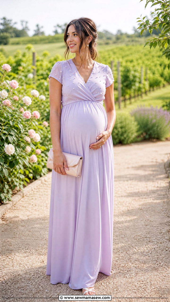 Spring Pastel Maternity Maxi Dress - 35 Maternity wedding guest outfits