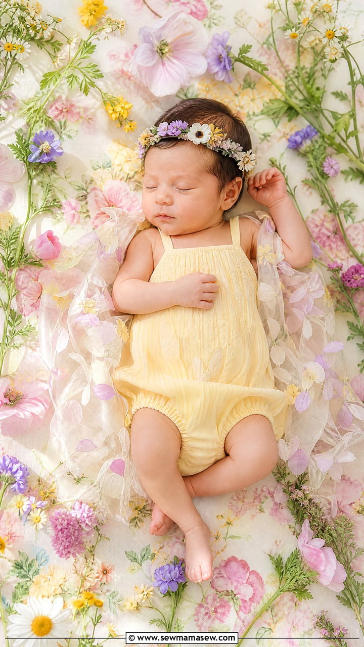 Spring pastel floral newborn photoshoot look - 25 Newborn photoshoot outfit ideas