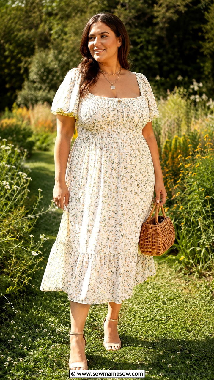 Square Neck Smocked Dress Plus Size Big Bust - 25 Outfit ideas for big bust plus size