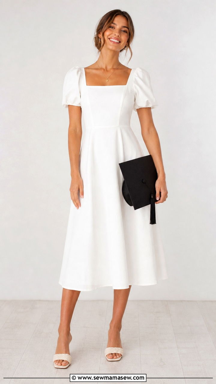 Square neck midi dress for graduation - 40 graduation outfits