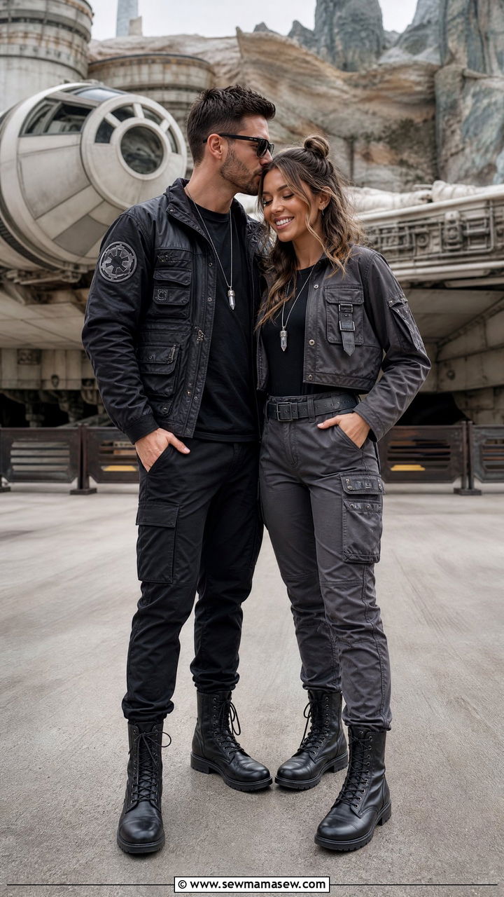 Star Wars Galaxys Edge black and gray couple bounding look - 30 Disney outfit ideas for honeymoon