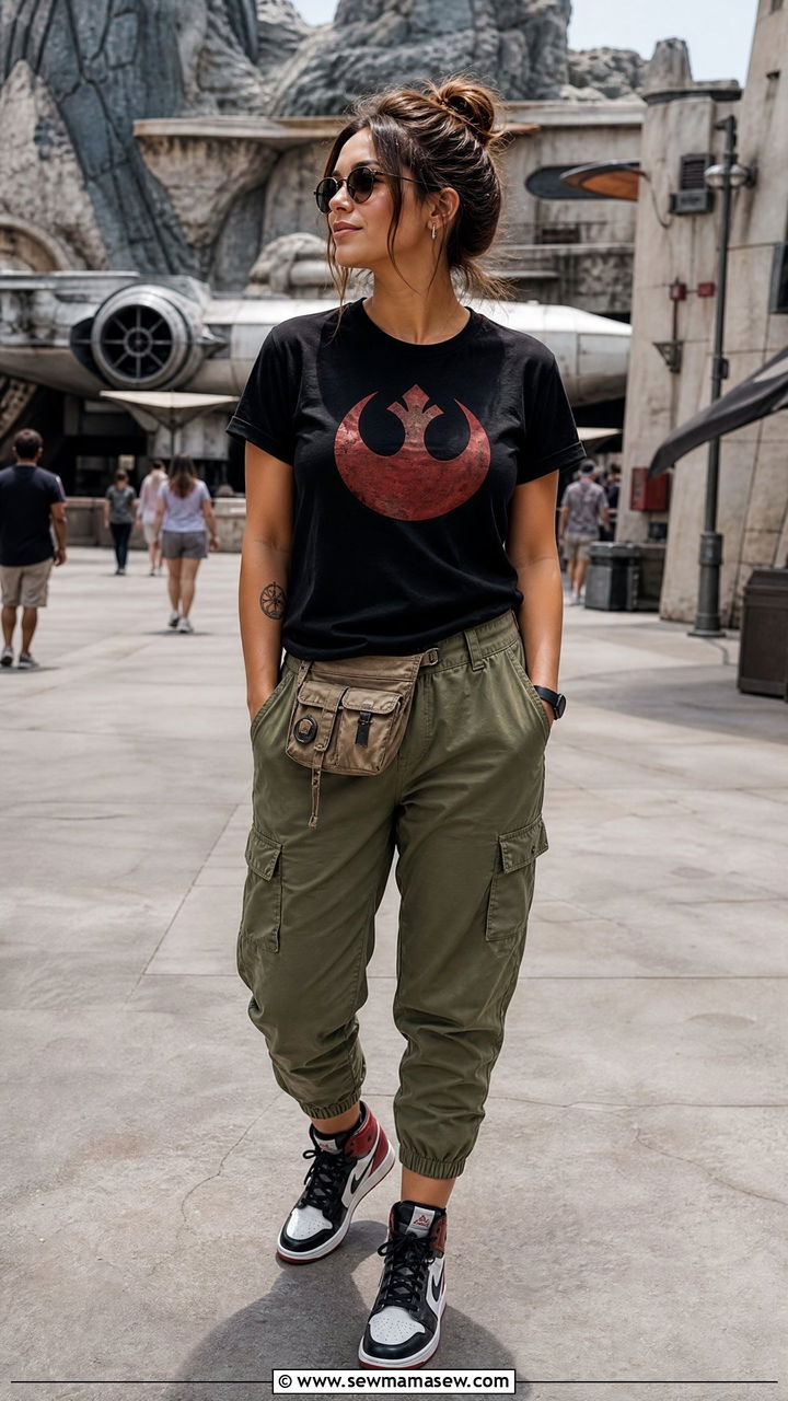 Star Wars Graphic Tee and Cargo Joggers Utility Outfit - 25 Hollywood Studios outfit ideas