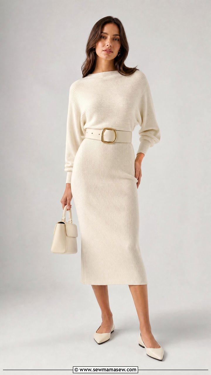 Statement Belt Monochrome Knit Set Outfit - 25 How to style a statement belt