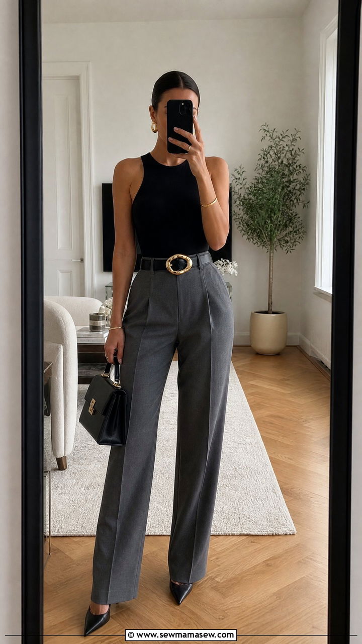 Statement Belt With a Bodysuit and Tailored Trousers - 25 How to style a statement belt