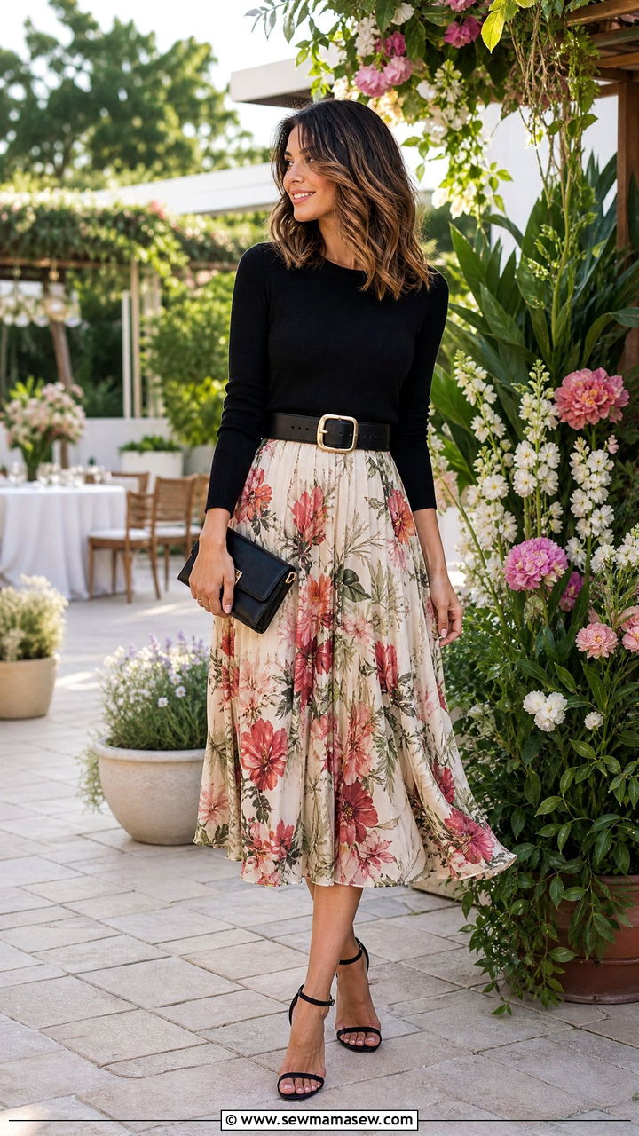 Statement Belt With a Flowy Midi Skirt - 25 How to style a statement belt