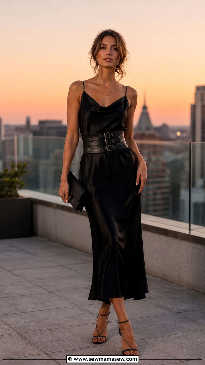 Statement Belt with a Slip Dress - 20 spring outfits with statement belt