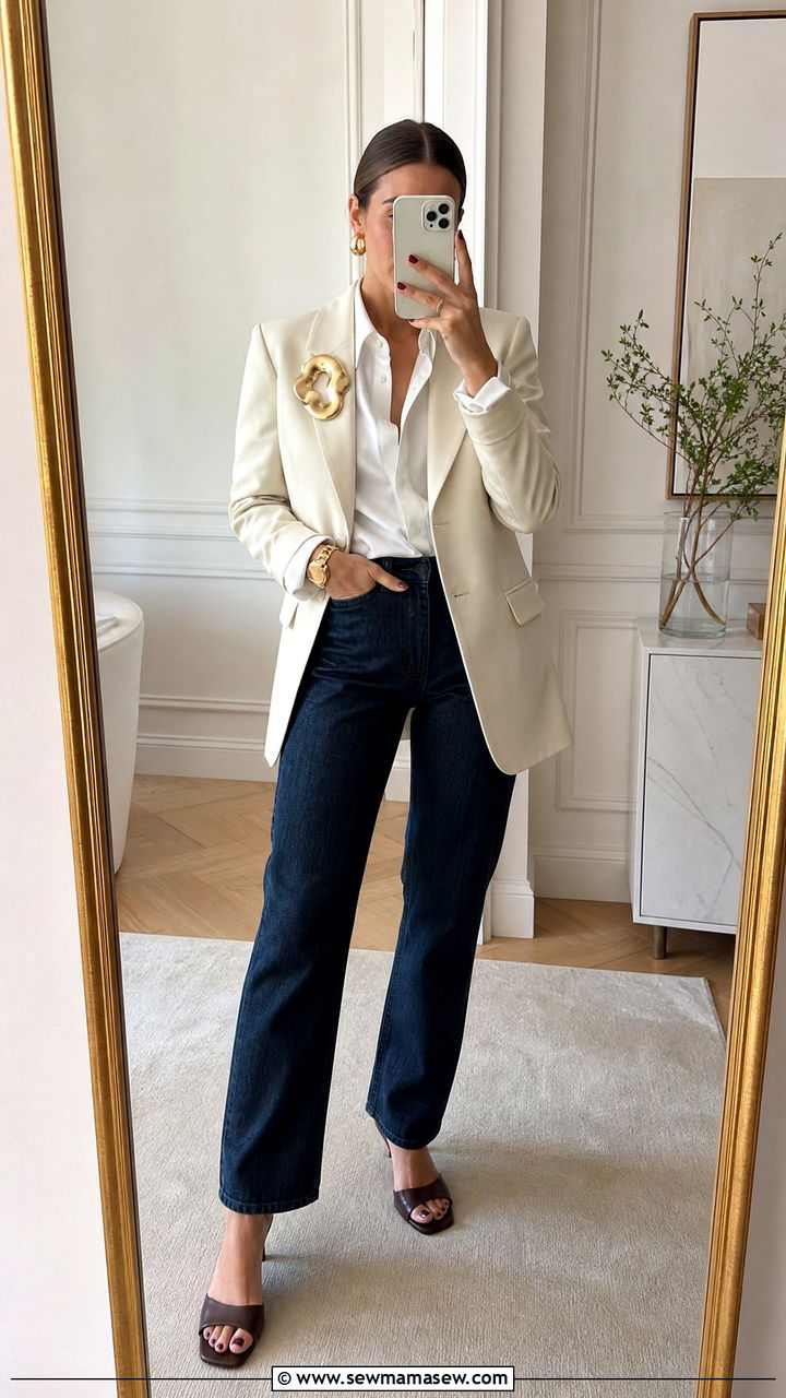 Statement Brooch Tailored Blazer Glamoratti Outfit 2026 - 25 glamoratti outfits 2026