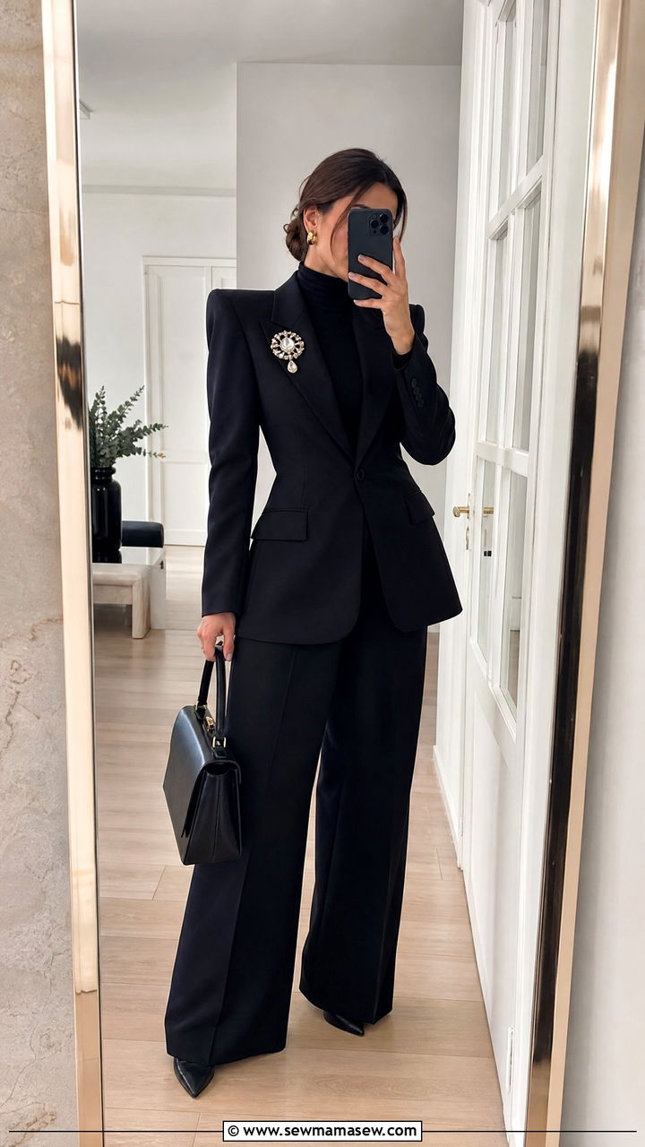 Statement Brooch on a Structured Blazer - 25 Glamoratti outfit ideas 2026