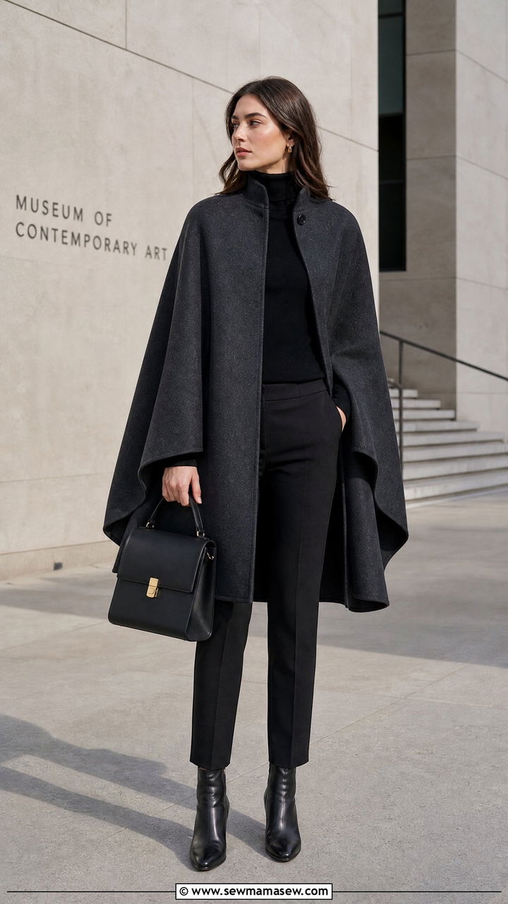 Statement Cape with Slim Trousers - 25 Fashion designer outfit ideas