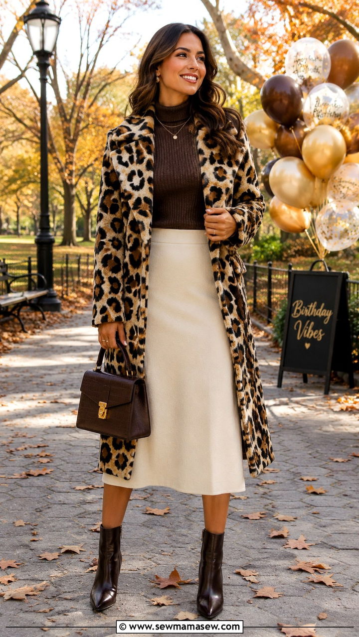 Statement Coat Over Midi Skirt And Fitted Sweater - 25 birthday outfits Pinterest