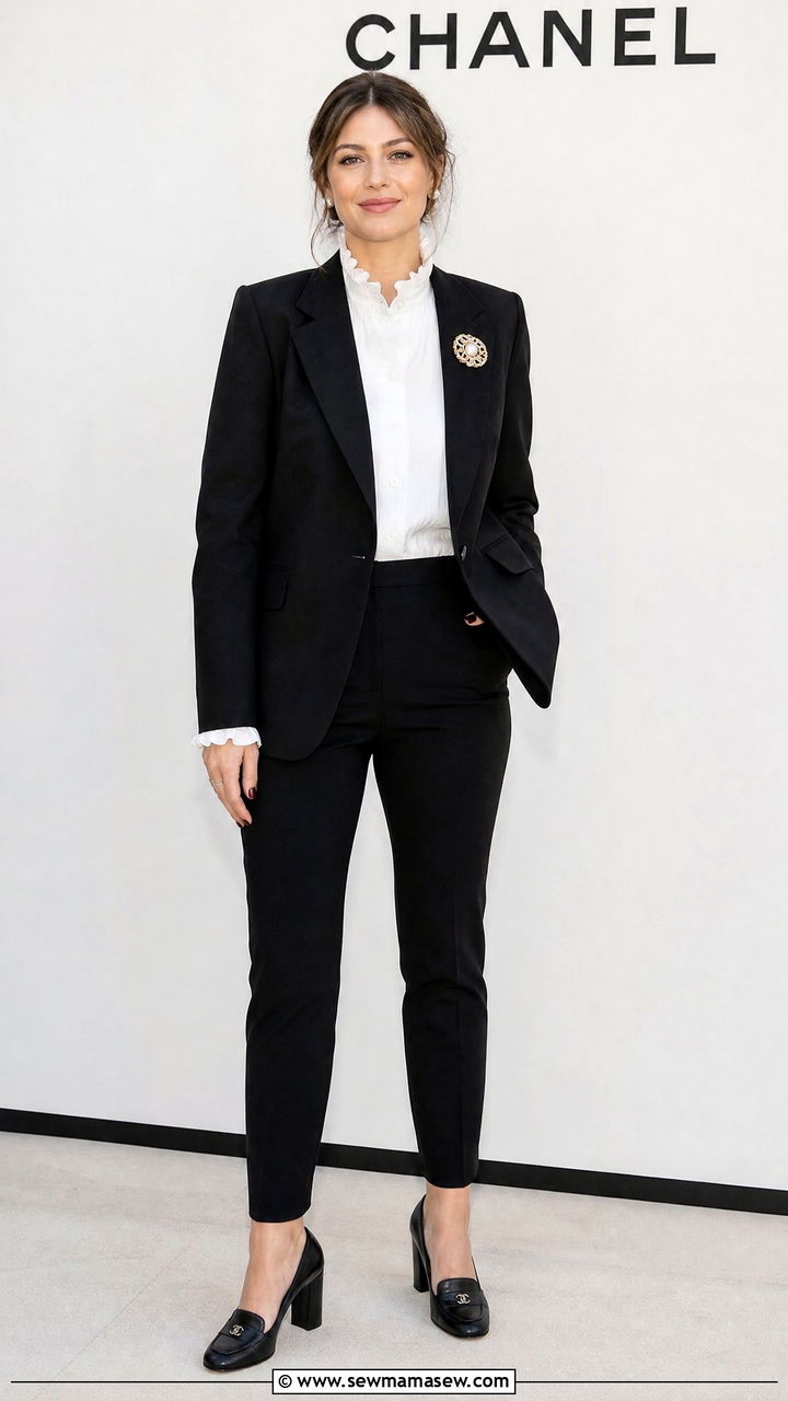 Statement Collar and Brooch Outfit - 30 Fashion show outfit ideas