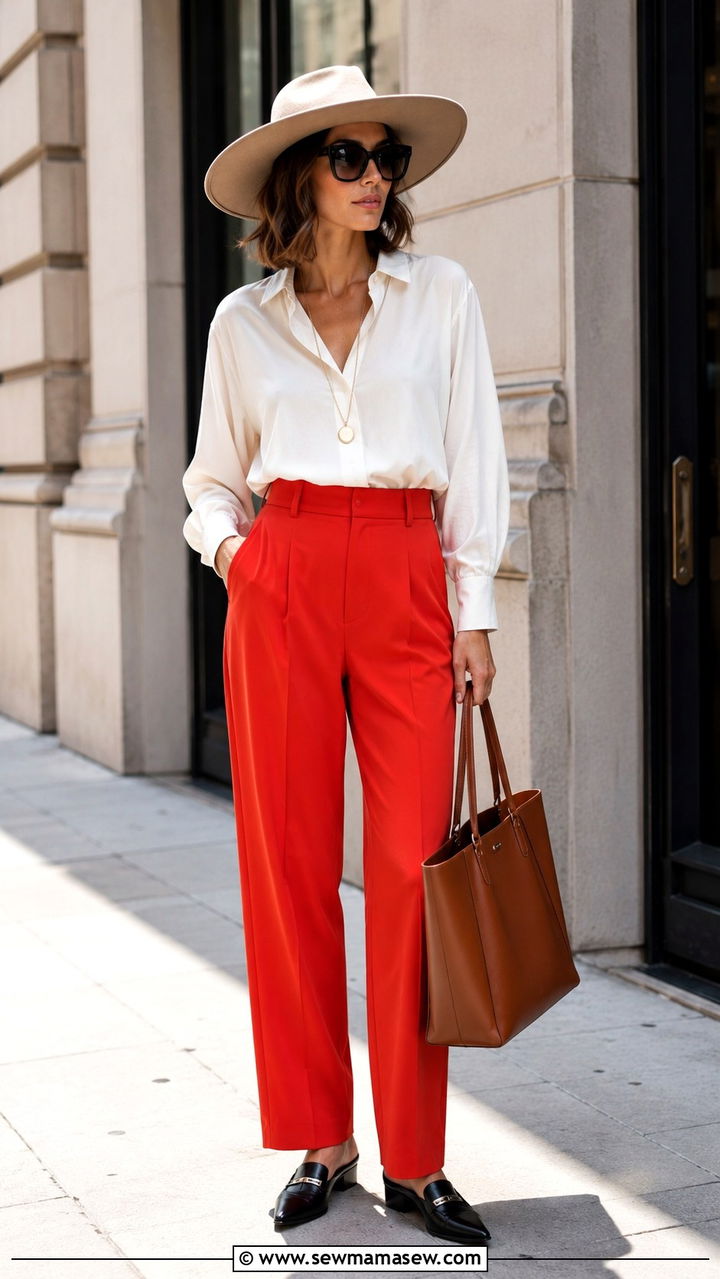 Statement Hat and Tailored Trousers Outfit - 30 maximalist outfits for women