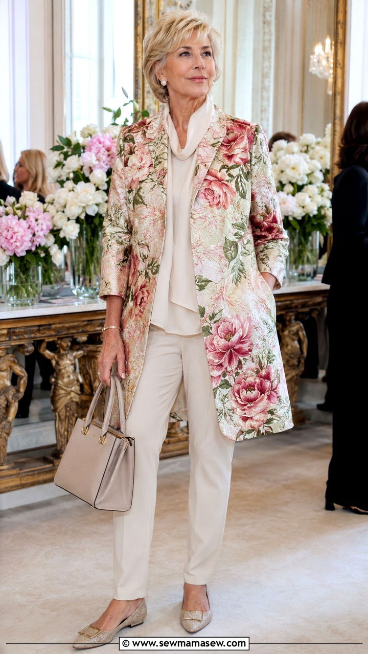 Statement Jacket with Neutral Layers Over 50 - 30 Chic outfit ideas for women over 50