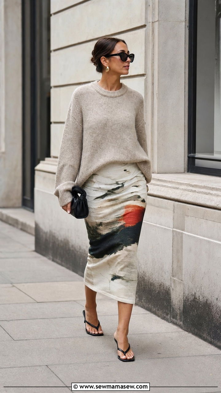 Statement Pencil Skirt with Oversized Knit - 25 Copenhagen outfits inspo