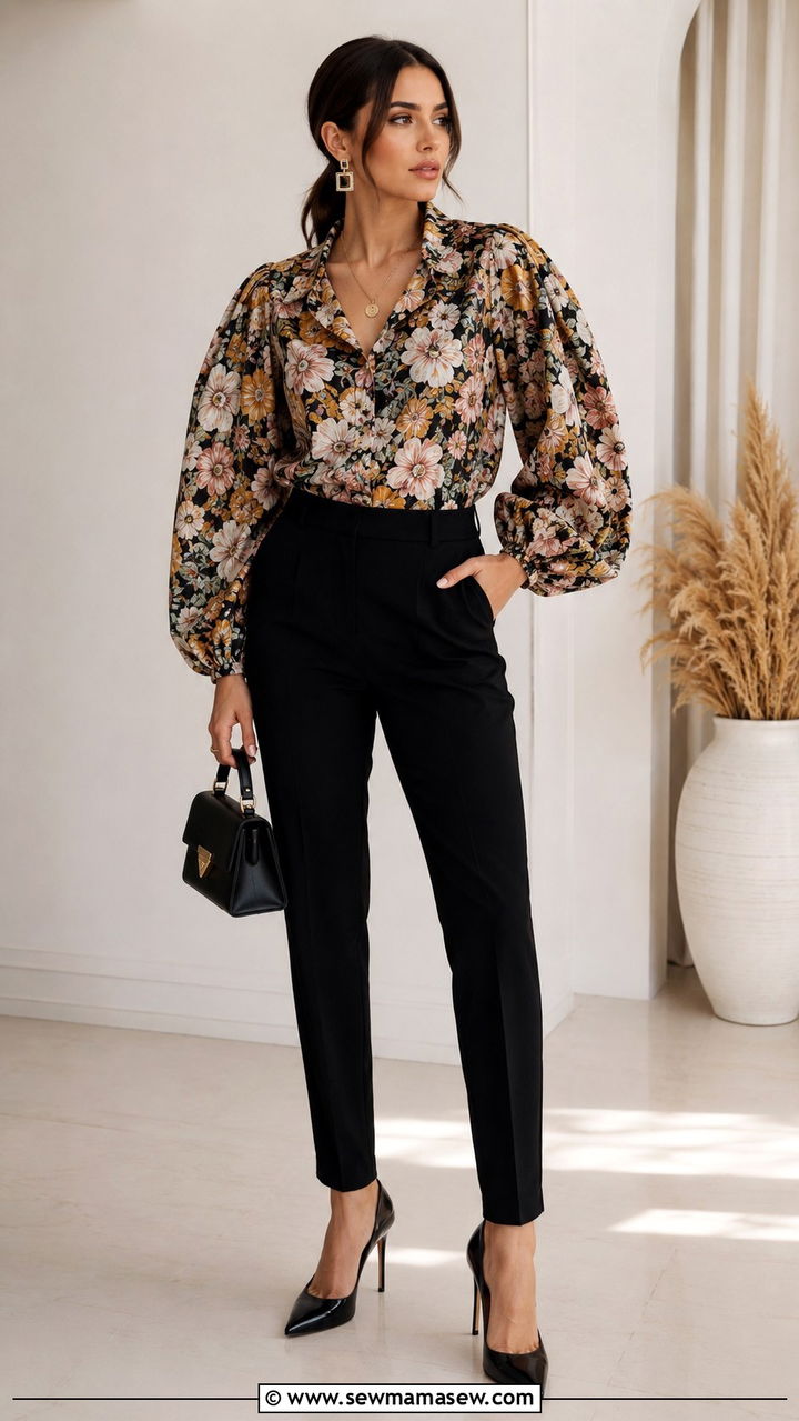 Statement Sleeve Blouse Outfit - 30 maximalist outfits for women