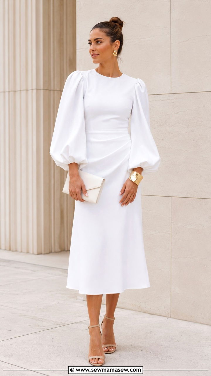 Statement sleeve dress med school graduation outfit - 30 Med school graduation outfit ideas