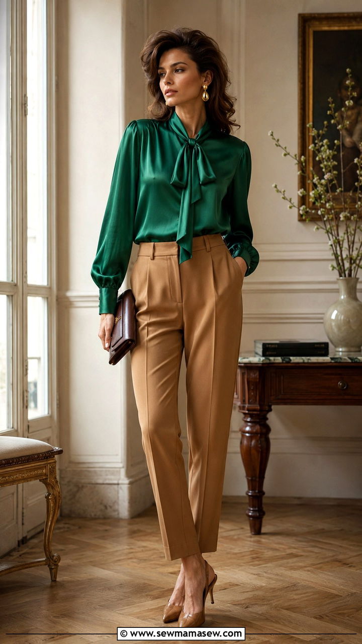 Stirrup Pants With Tunic Blouse Outfit - 25 80s outfit ideas 2026