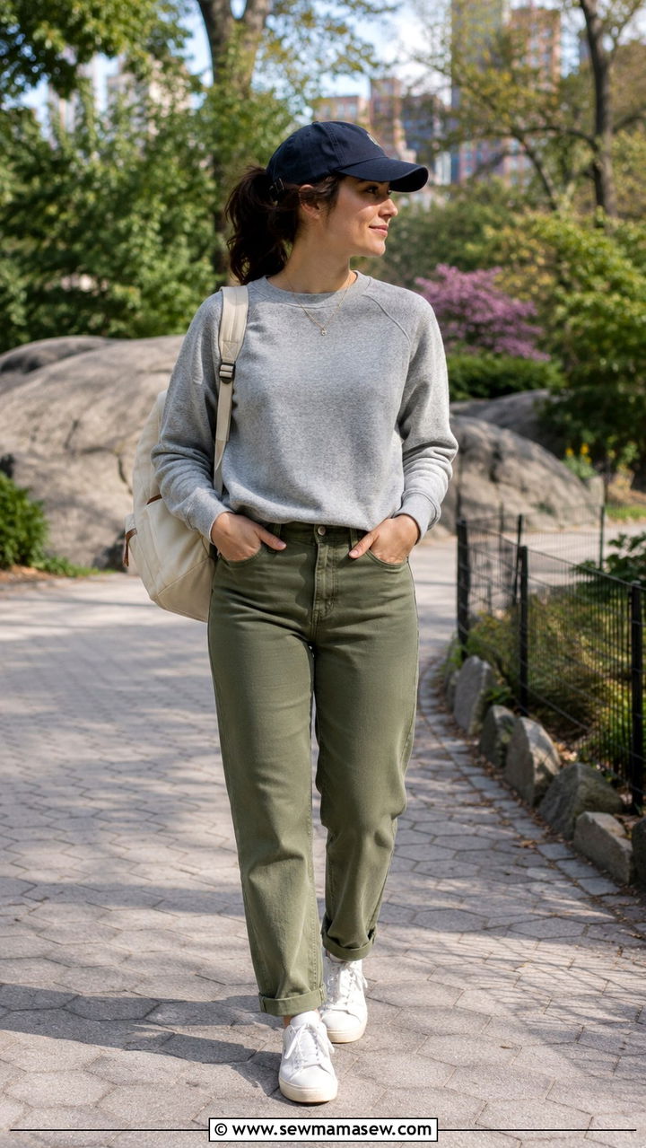 Straight Leg Green Jeans With Sneakers Outfit - 30 Green jeans outfit ideas