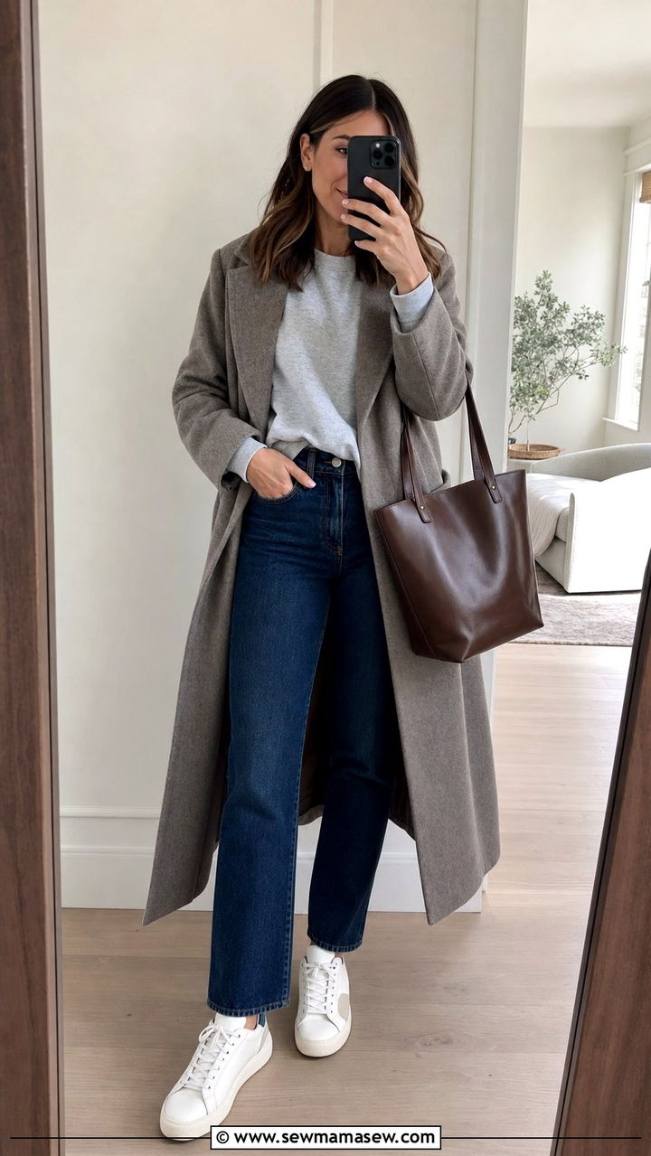 Straight Leg Jeans With White Sneakers And Crewneck Sweatshirt - 25 Straight leg jeans outfit ideas with white sneakers