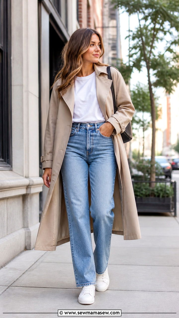 Straight Leg Jeans With White Tee Outfit - 40 jeans outfits for women
