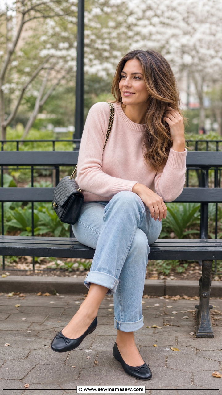 Straight Leg Jeans with Ballet Flats Outfit - 25 chic straight leg jeans outfit ideas