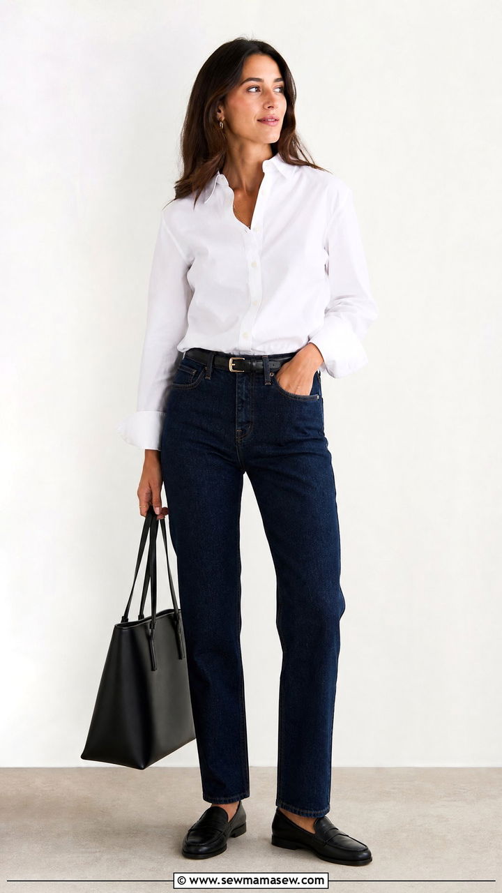 Straight Leg Jeans with Button Down Shirt and Loafers - 35 How to style straight leg jeans