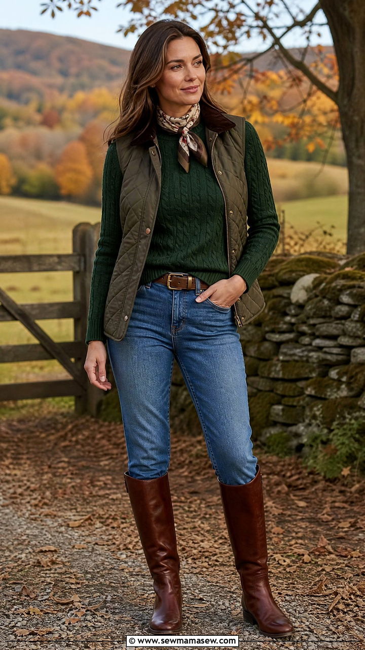 Straight Leg Jeans with Cable Knit Sweater and Riding Boots - 35 How to style straight leg jeans