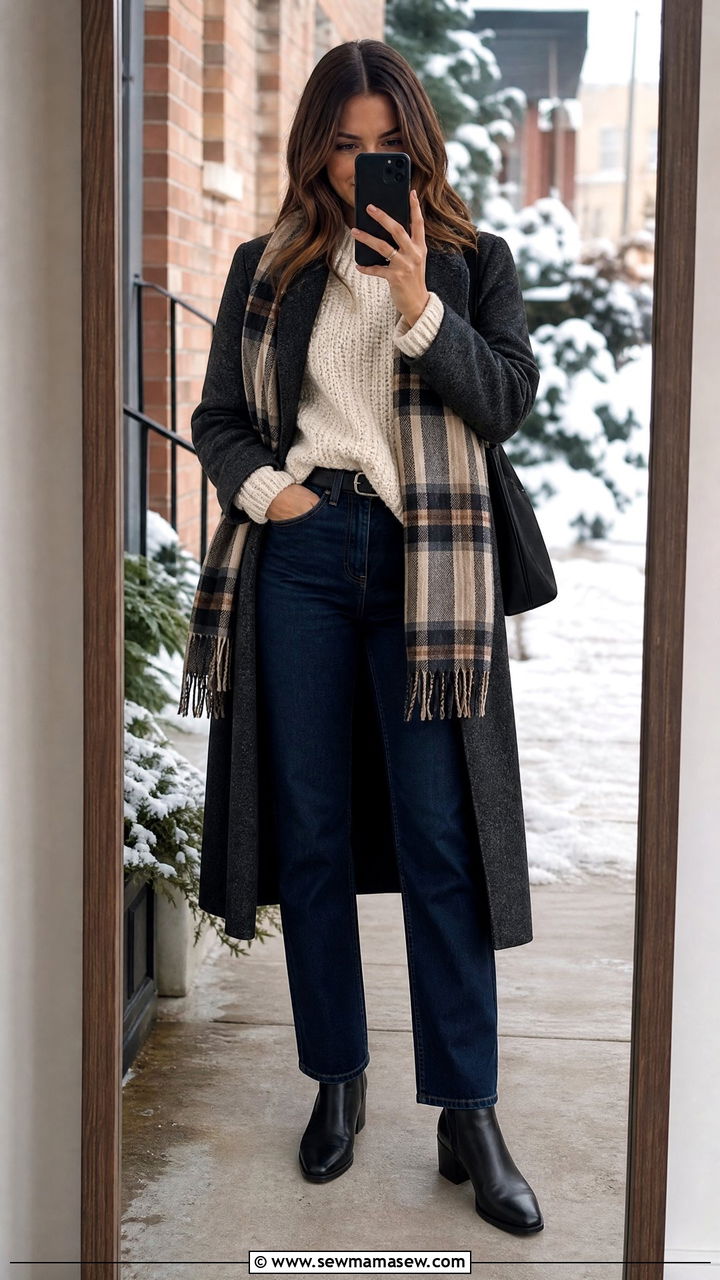Straight Leg Jeans with Chunky Knit Sweater and Boots - 35 How to style straight leg jeans